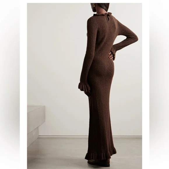 Doen Estella ruffled pointelle knit alpaca blend midi dress - Picture 9 of 9